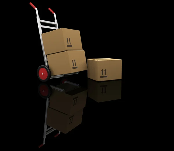 Caminhão de mão com caixas — Fotografia de Stock