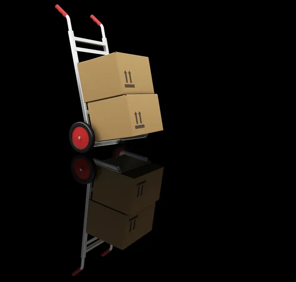 Hand truck with boxes — Stock Photo, Image