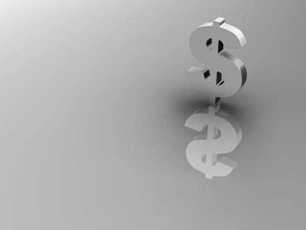 Silver dollar sign with reflection — Stock Photo, Image