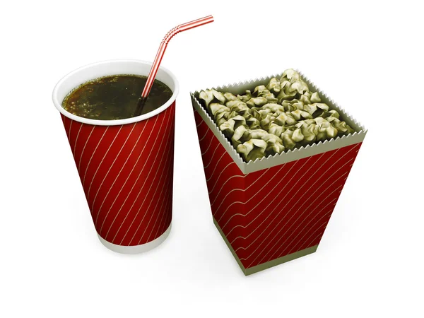 Sodu a popcorn — Stock fotografie