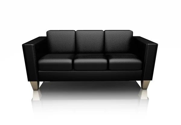 Svart läder soffa — Stockfoto