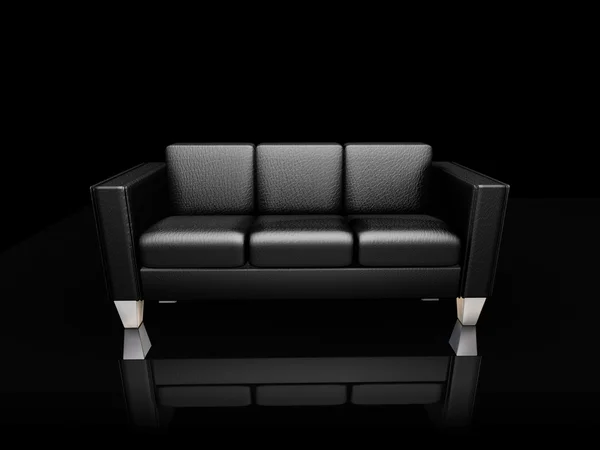 Czarny skórzany sofa — Zdjęcie stockowe