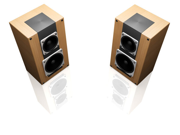 3D render of speakers isolated on white background