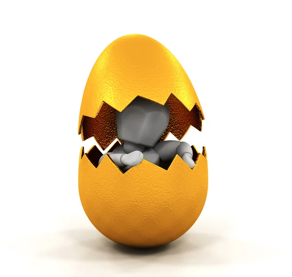 Little person inside Easter egg — Stock Photo, Image