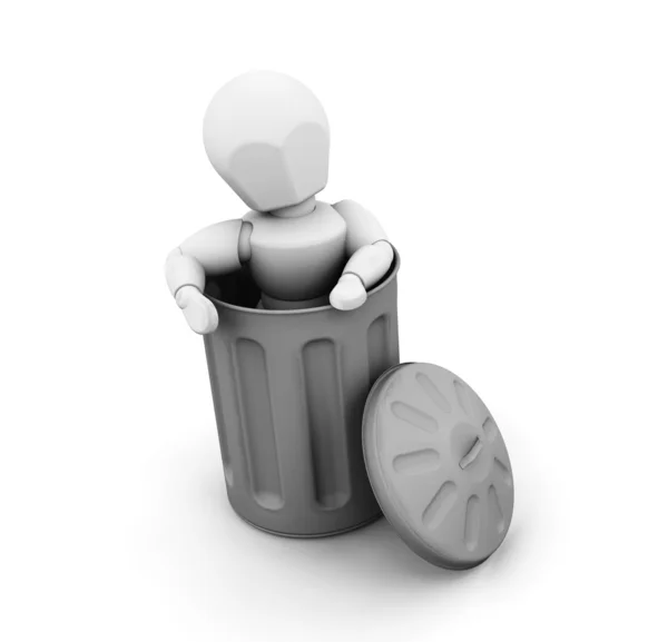 Person in trash can — Stock Photo, Image