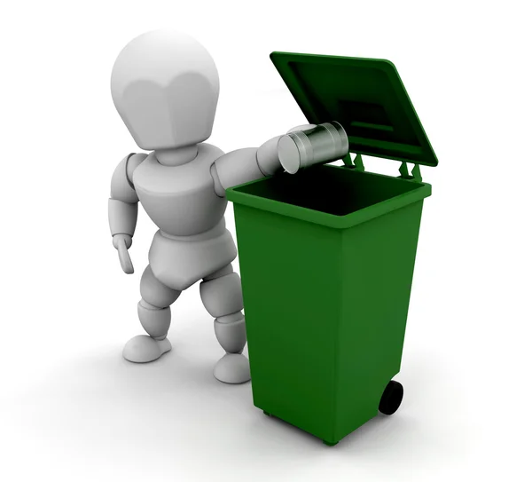 Person putting tin in bin — Stock Photo, Image