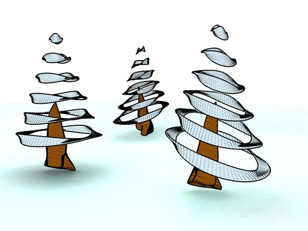 3D render of Christmas trees — Stock Photo, Image