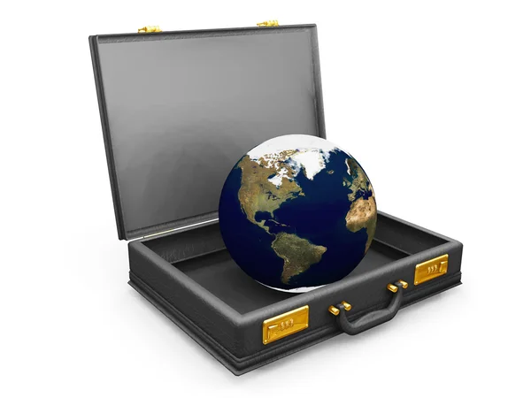 Globe in briefcase — Stockfoto