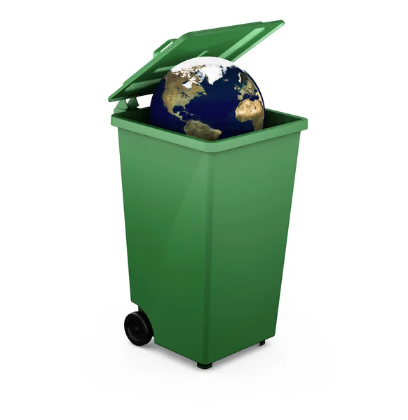 Globe in a bin — Stock Photo, Image
