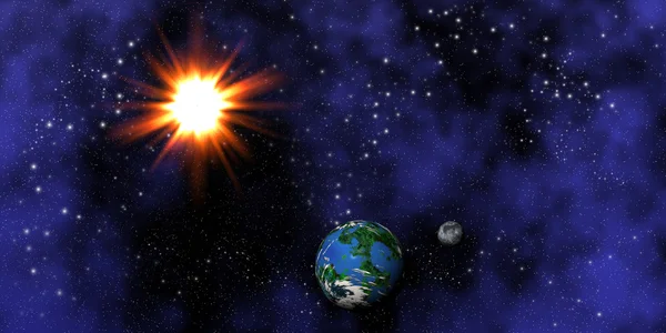 Jorden, månen och solen — Stockfoto