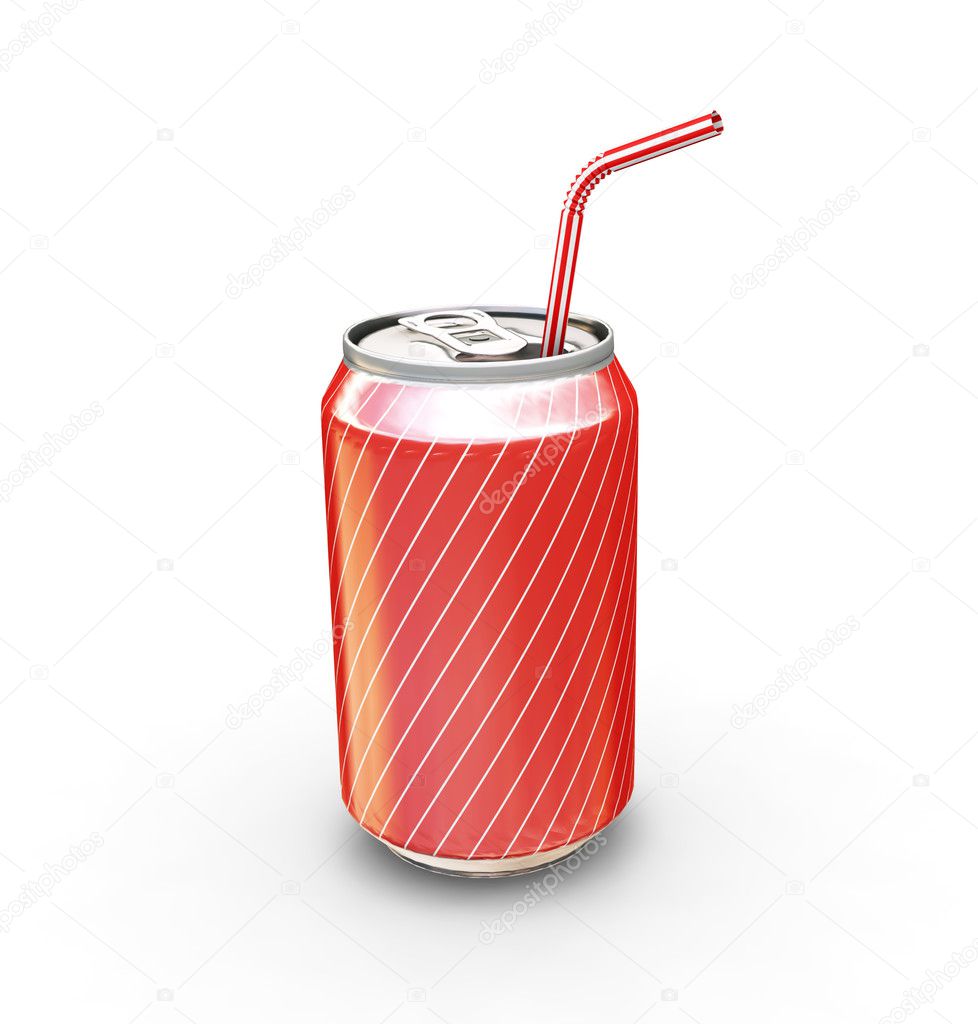 Soda can with straw