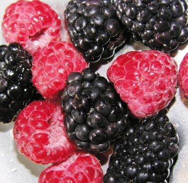 Raspberries and blackberries clipart