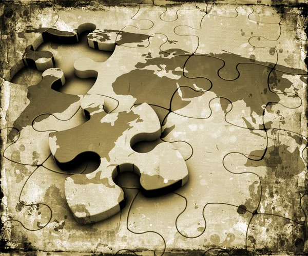 Grunge world jigsaw — Stock Photo, Image