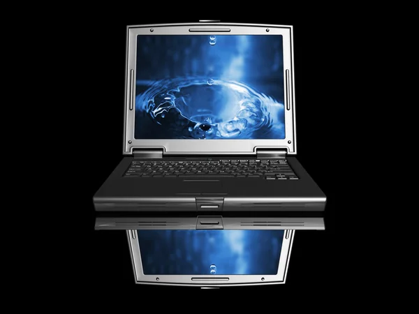 Laptop com gota de água — Fotografia de Stock