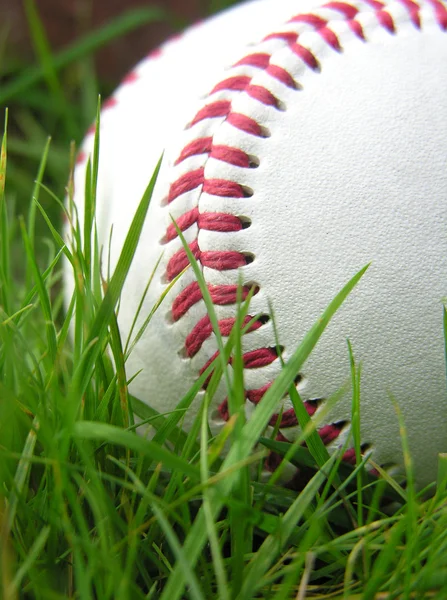 Wysoki kontrast baseballu w długiej trawy — Zdjęcie stockowe