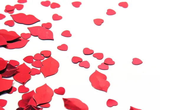 Harten en lippen confetti — Stockfoto
