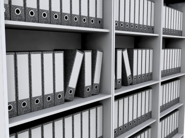 Files on bookshelves clipart