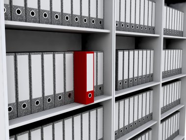 Files on bookshelves clipart