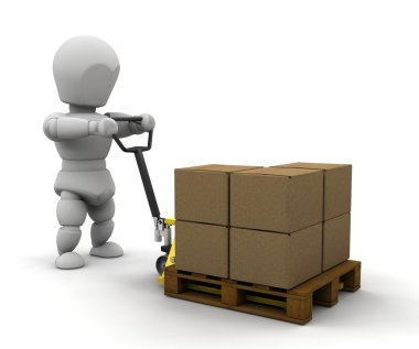 Person with pallet truck clipart