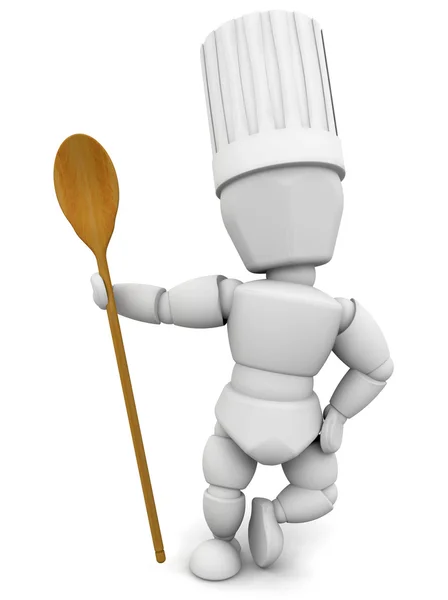 Chef with wooden spoon — Stock Photo, Image