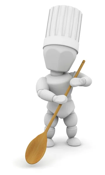 Chef with wooden spoon — Stock Photo, Image