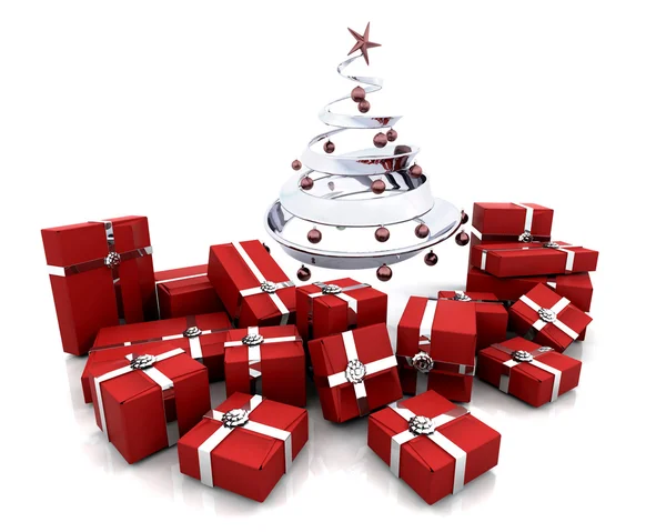 Cadeaus onder een kerstboom — Stockfoto