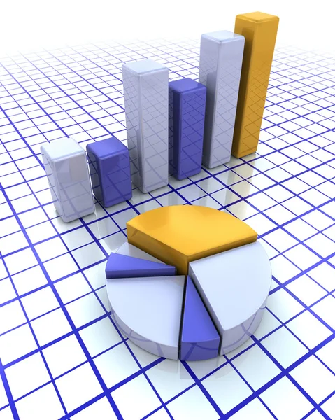 3D bar chart and pie chart — Stock Photo, Image
