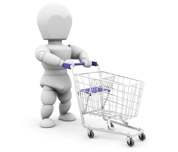 Person with shopping trolley — Stock Photo, Image