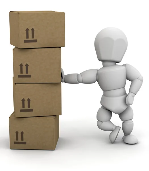 Person leaning on boxes — Stock Photo, Image