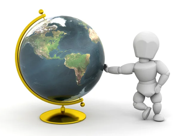 Person with globe — Stock Photo, Image