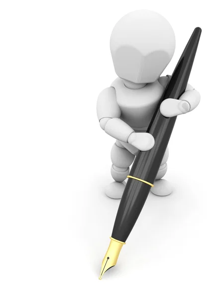Kişi holding dolma kalem — Stok fotoğraf