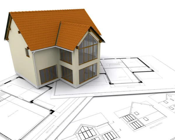 House on blueprints Royalty Free Stock Images