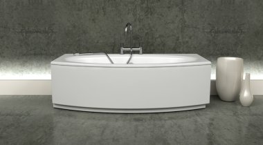 Modern bath and taps with shower attatchment in contemporary in clipart