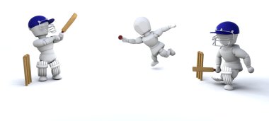 Men playing cricket clipart