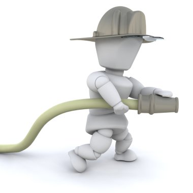 3D firefighter man clipart