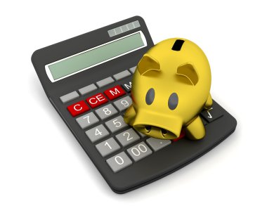 Piggy bank and calculator clipart