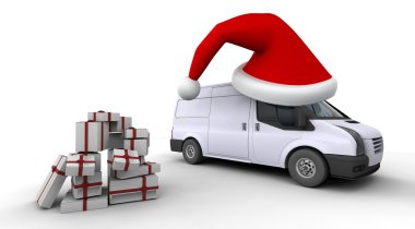 Christmas delivery van clipart