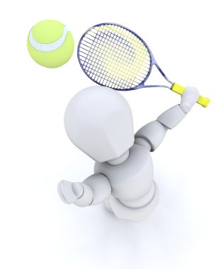 3D tenis player serving clipart