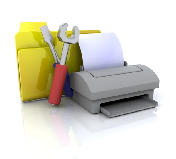 Het pictogram van de printer instellingen — Stockfoto