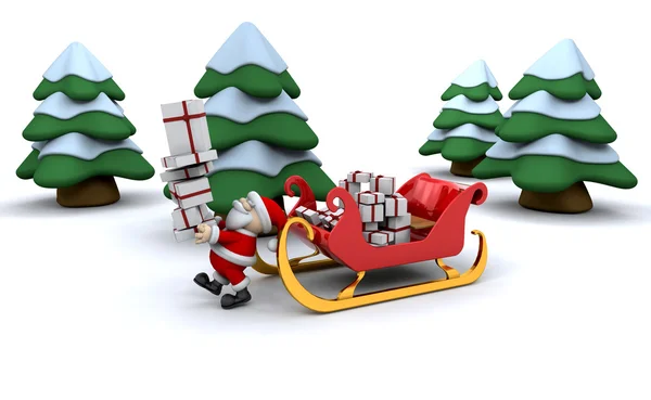Papai Noel e seu trenó — Fotografia de Stock