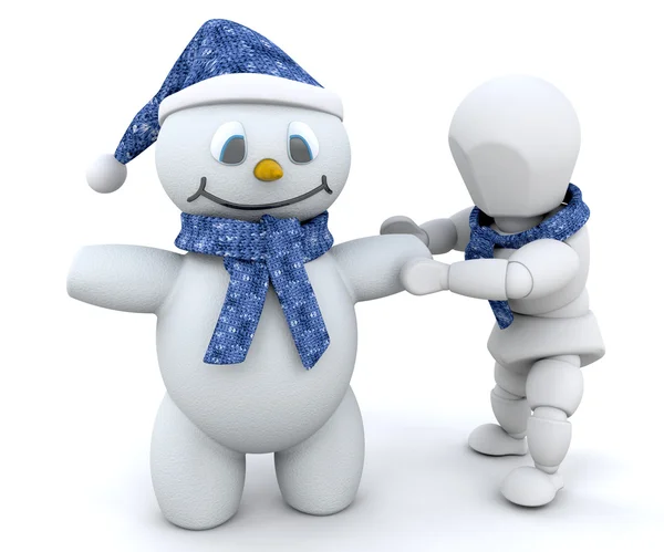 Construyendo un muñeco de nieve —  Fotos de Stock