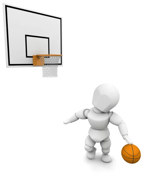 Homem 3D jogando basquete — Fotografia de Stock
