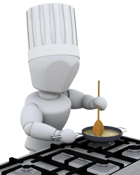 Шеф-повар готовит на горелке — стоковое фото