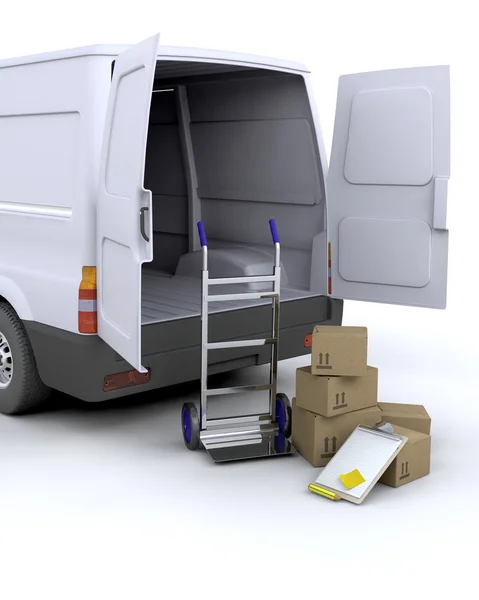 Delivery Boxes and van — Stock Photo, Image