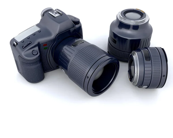 3D fotoaparát s objektivem — Stock fotografie