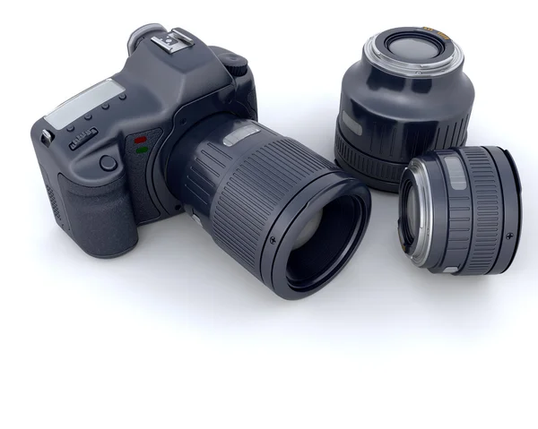 3D-camera met lens — Stockfoto