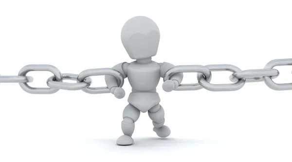 3d render of man holding chain together — Stock Photo, Image