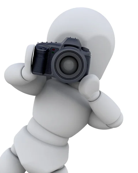 3D-man met digitale camera — Stockfoto
