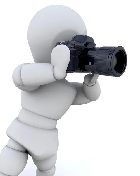 Hombre 3D usando una cámara — Foto de Stock