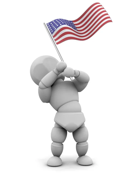 Ember az amerikai zászló — Stock Fotó